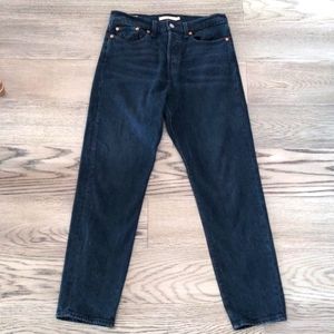 Levi's Wedgie jeans, black denim, straight leg, high rise, Size 28